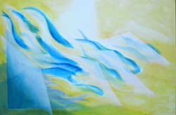 m Strom, Eitempera auf Baumwollgewebe, 200x300 cm